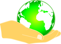 Hand holding the planet