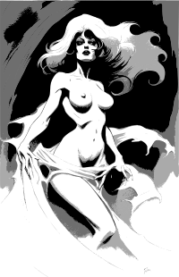 Woman in clothed in smoke