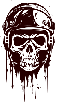 Skull in helmet