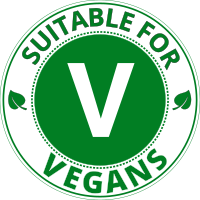 Suitable for vegans product label white circle