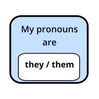 my pronouns are gender identity rectangular blue badge