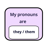 they them pronouns gender identity purple rectangle badge