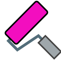 Paint roller for decorating with pink paint
