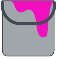 Paint bucket with pink paint drips