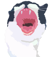 cat roar or yawn jaws cartoon style