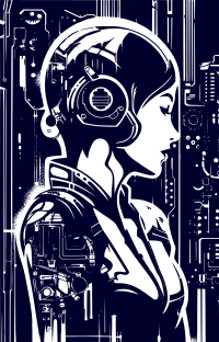 Cyberpunk woman stencil