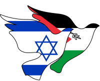 Peace doves with Israel and Palestine for Gaza Hamas anti-war 