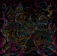 Haunted Houses By Linnaea Mallette Vectorized Prismatic Line Art