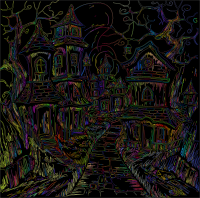 Haunted Houses By Linnaea Mallette Vectorized Polyprismatic Line Art