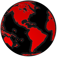 Doomed blood red and black planet earth black dying oceans