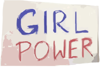 Girl power blue and red protest sign