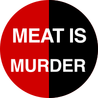 Meat is murder vegan vegetarian slogan red black badge