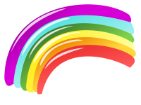 Handdrawn painted rainbow end with violet as the top color