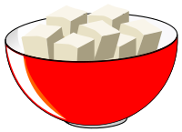Red bowl of Chinese bean curd tofu