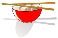 Red bowl of Chinese tofu with shadows on chopsticks 