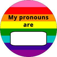 LGBT pride pink my pronouns are badge