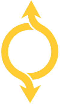 Two curved yellow arrows in circle 