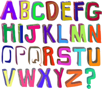 Alphabet A-Z block letters woodcut