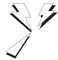 3 lightening bolt flashes in white