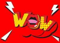 wow lips comic on red background 