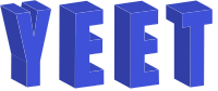 Yeet 3D block text in blue