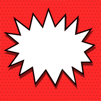Comic sound effect box on red dots