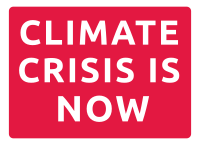 Climate crisis is now red traffic warning sign 