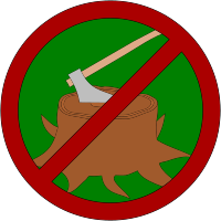 No tree cutting (tree stump and axe) - coloured