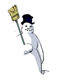 Snowman and Broom Isolated