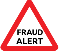 Fraud alert warning triangle 