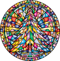 AI Generated Stained Glass Christmas Tree By Petr Kratochvil Vectorized Prismatic
