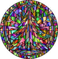 AI Generated Stained Glass Christmas Tree By Petr Kratochvil Vectorized Chromatic