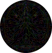 AI Generated Stained Glass Christmas Tree By Petr Kratochvil Vectorized Chromatic Outlines