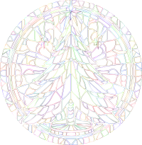 AI Generated Stained Glass Christmas Tree By Petr Kratochvil Vectorized Chromatic Outlines No BG
