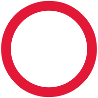 Red circle warning road sign white background 
