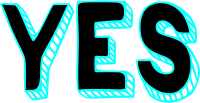 YES black cyan blue wordart