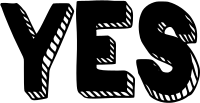 YES black 3D text