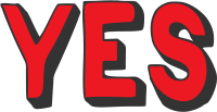 YES in red and gray