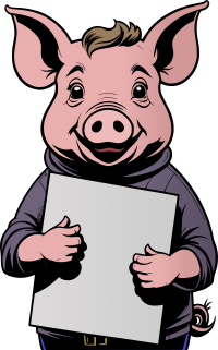 Cartoon Pig Holding Blank Sign - Colour Remix