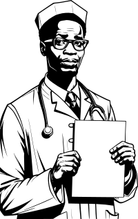 African doctor holding blank paper