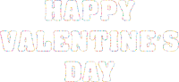 Happy Valentines Day Typography Hearts Outline Prismatic