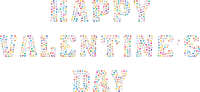 Happy Valentines Day Typography Hearts Prismatic
