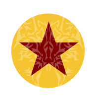 Star, White Wolf with Saffron Circle Background 