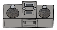 Old boombox view from below