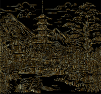 AI Generated Japanese Garden By Maria Alvedro Gold
