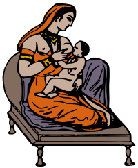 Indian Woman Breast Feeding - Colour Remix