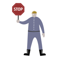 Construction Worker with a Stop Sign - Colour Remix