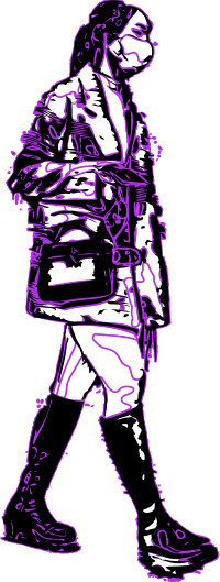 Lady Walking in Purple