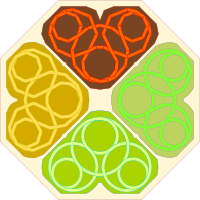 Celtic knot -four colour and shape variations