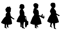 Four Silhouettes of Kids